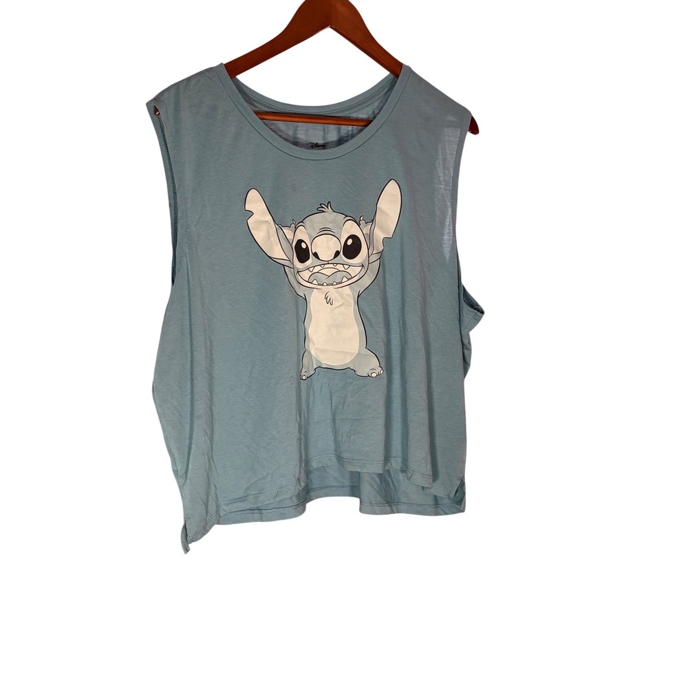 Disney Stitch Muscle Tank Womens 2XL Blue Graphic Sleeveless Top Disneycore‎